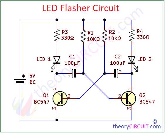 led flashing circuit diagram