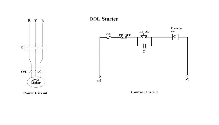 motor dol starter circuit diagram