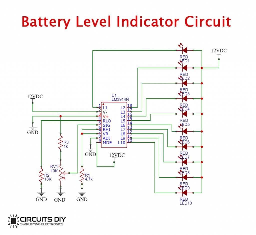 battery level indicator circuit diagram