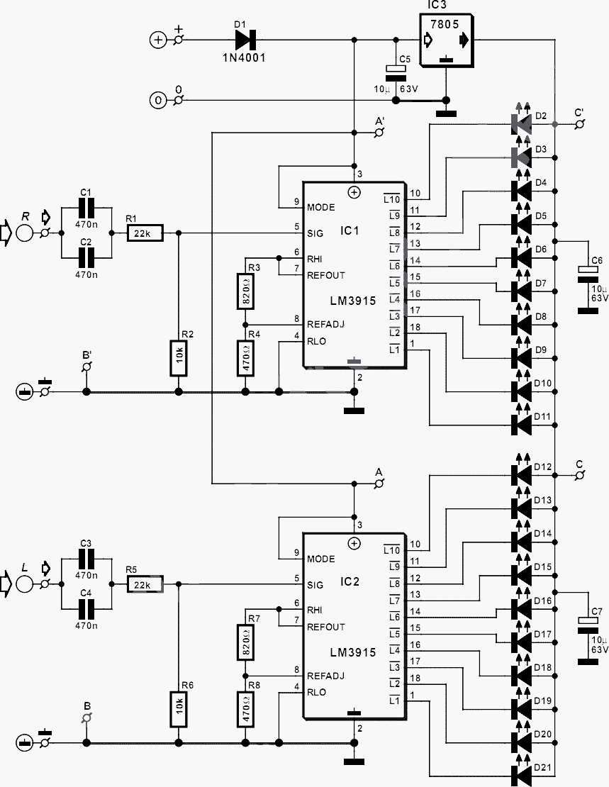 stereo vu meter circuit diagram