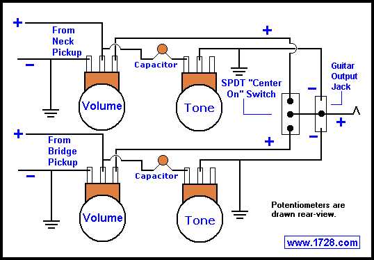 guitar wiring diagrams 2 pickups 1 volume 1 tone