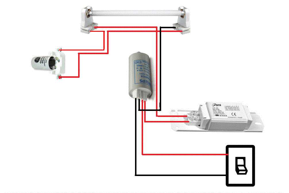 fluorescent light wiring diagram for ballast
