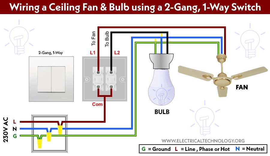 wiring diagram for ceiling fan with two switches