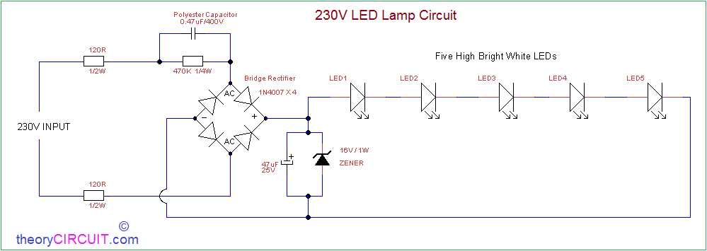 led light circuit diagram 230v