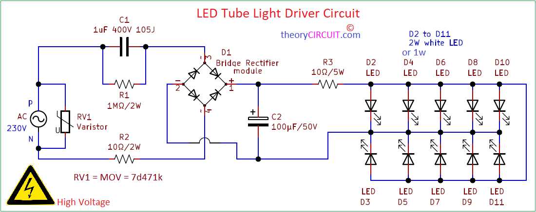 led tube circuit diagram