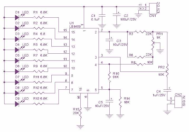 led vu meter circuit diagram