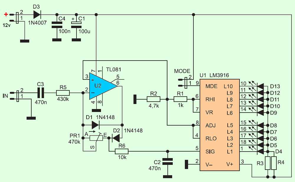 led vu meter circuit diagram