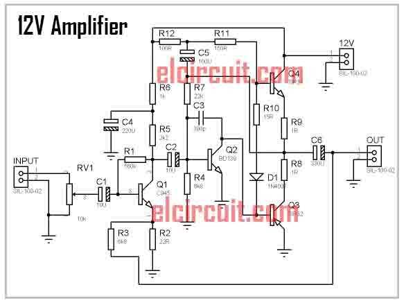 12 volt amplifier circuit diagram