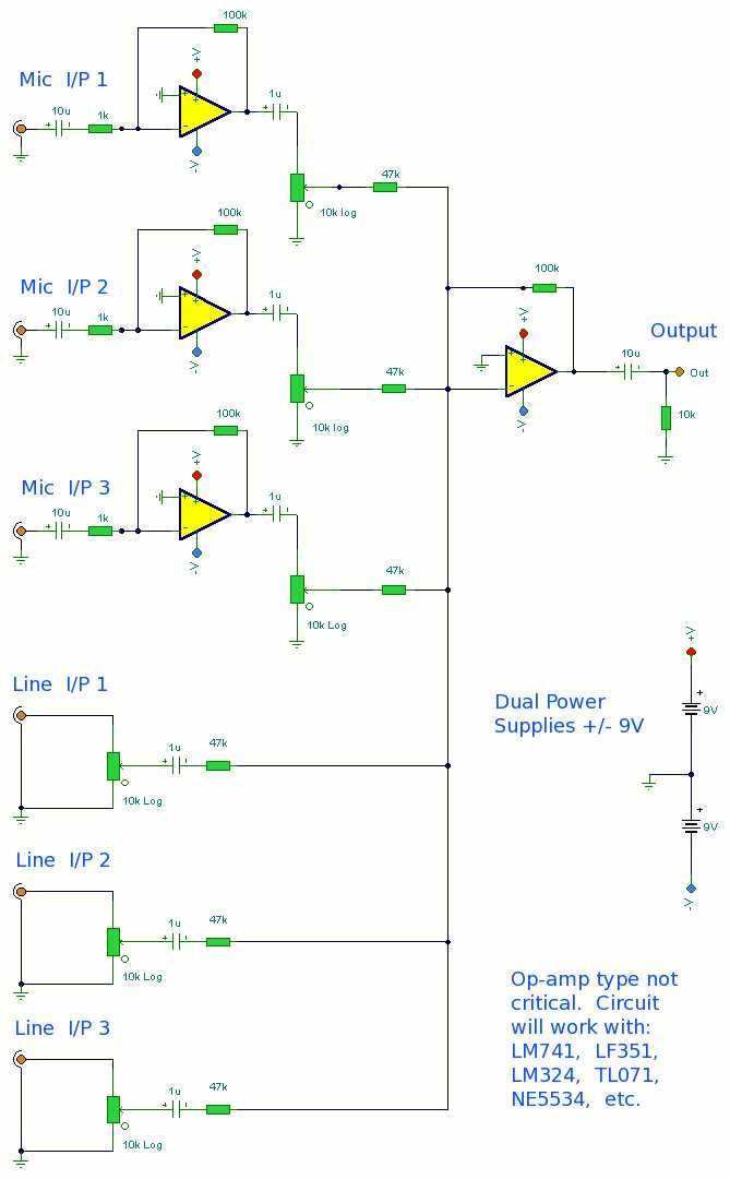 mic mixer schematic diagram