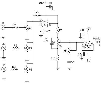 mic mixer with echo schematic diagram