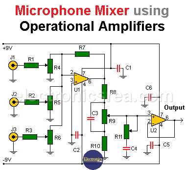 mic mixer with echo schematic diagram