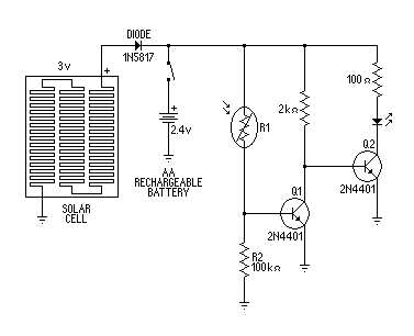 night lamp solar panel circuit schematic diagram