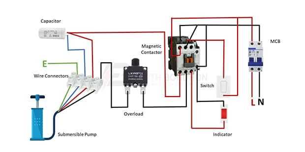 1 hp submersible pump starter wiring diagram