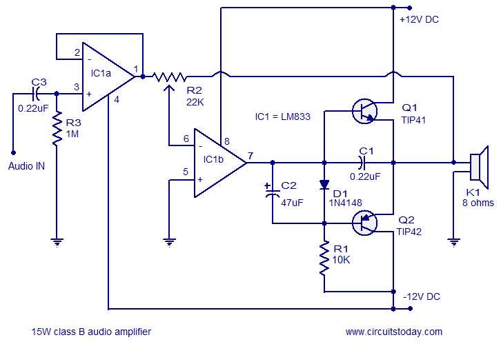 stereo audio amplifier schematic diagram