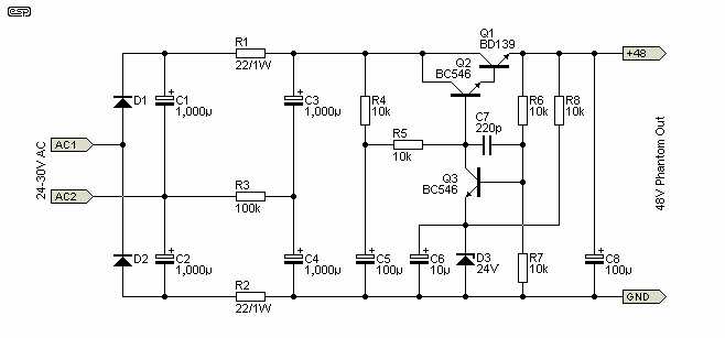 phantom power supply circuit diagram