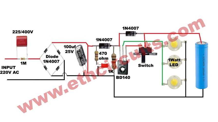 12v emergency light circuit diagram
