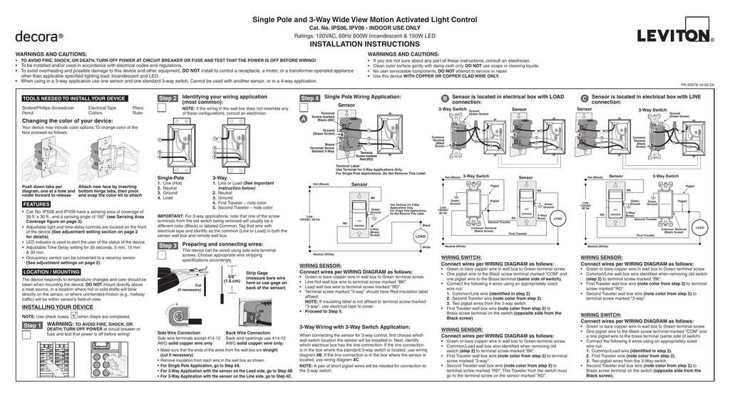 wiring diagram for motion sensor light switch