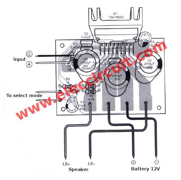 circuit diagram of audio amplifier of 12v