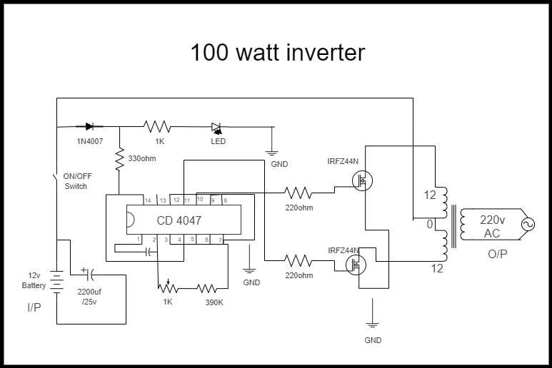 100 watt inverter circuit diagram
