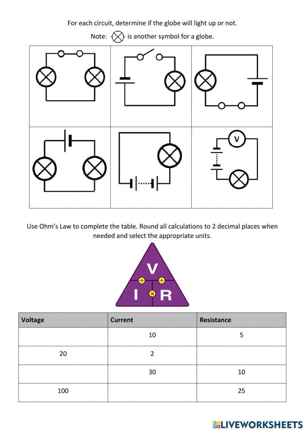 schematic circuit diagrams worksheet