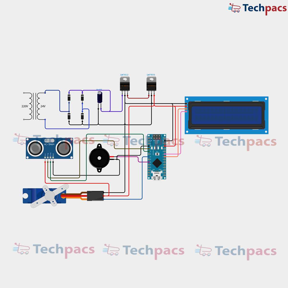 schematic diagram for miniature ultrasonic sensor radar system