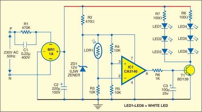 schematic diagram of led light