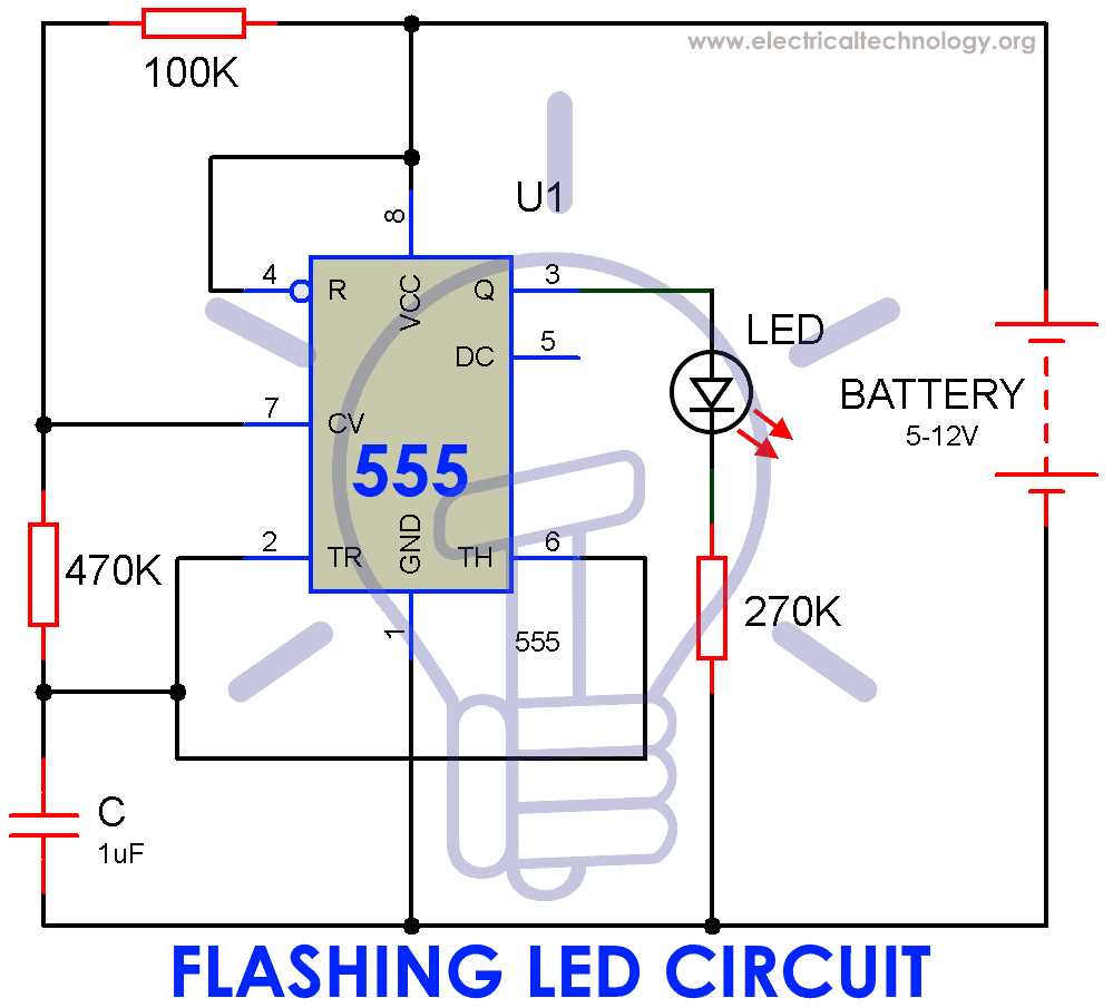 schematic diagram of the blinking led