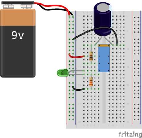 schematic diagram of the blinking led