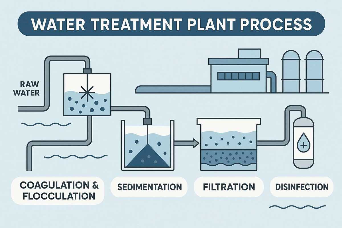 schematic diagram of water treatment plant
