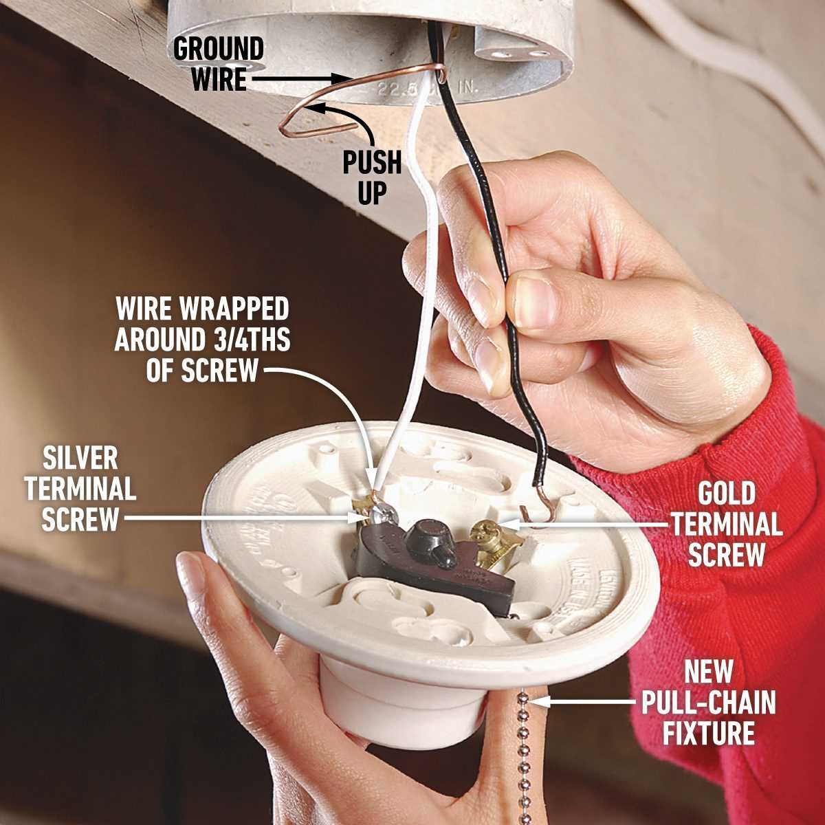 schematic diagram on install pull chain lights