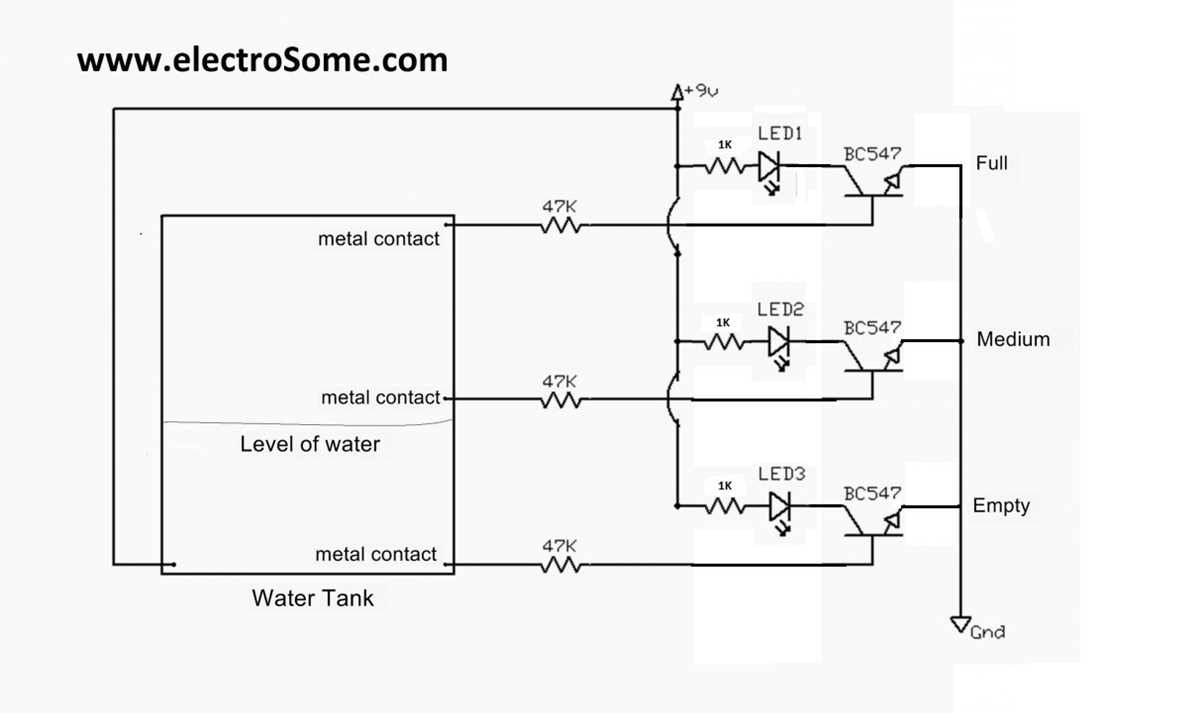 simple water level indicator circuit diagram
