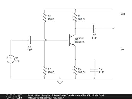 single transistor amplifier circuit diagram