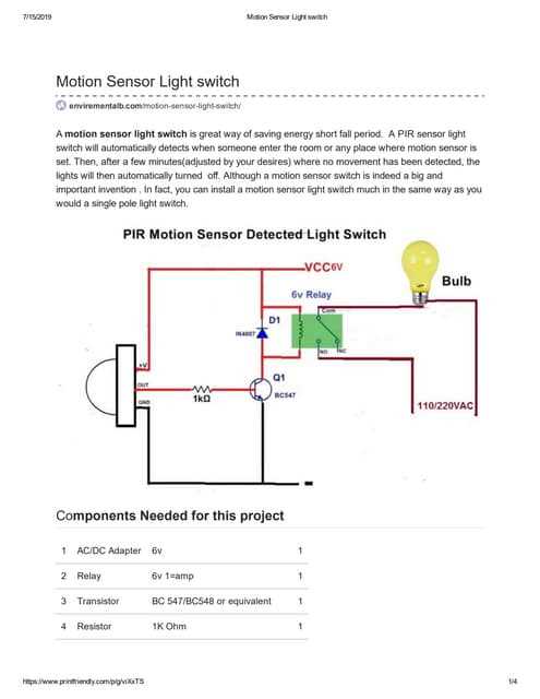 motion sensor switch circuit diagram