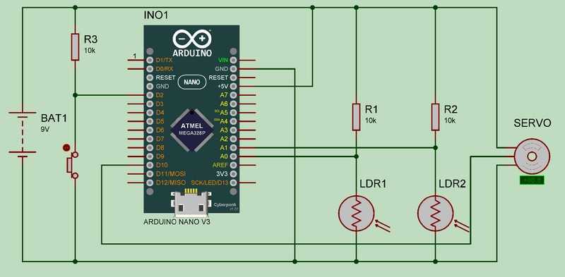 solar tracker circuit diagram using arduino