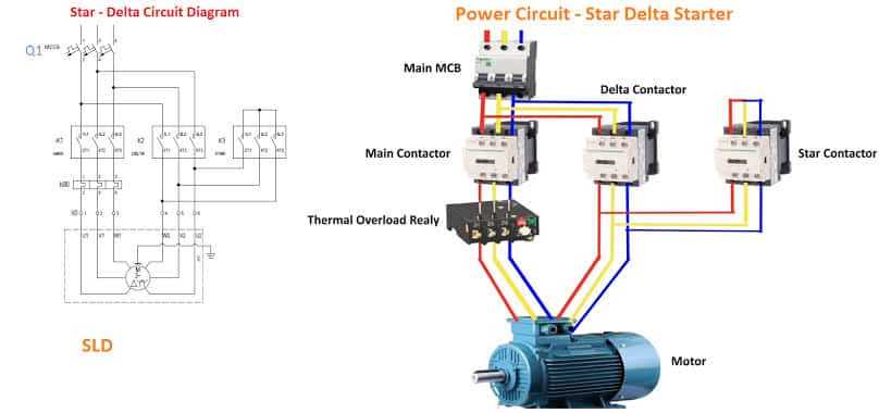 star delta starter control circuit diagram