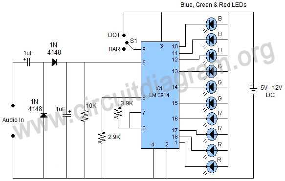 stereo vu meter circuit diagram