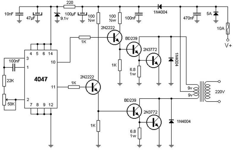 12v to 230v inverter circuit diagram