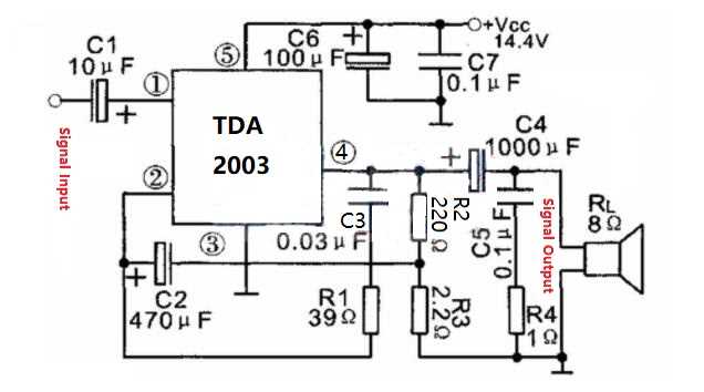 tda2003 bridge amplifier circuit diagram