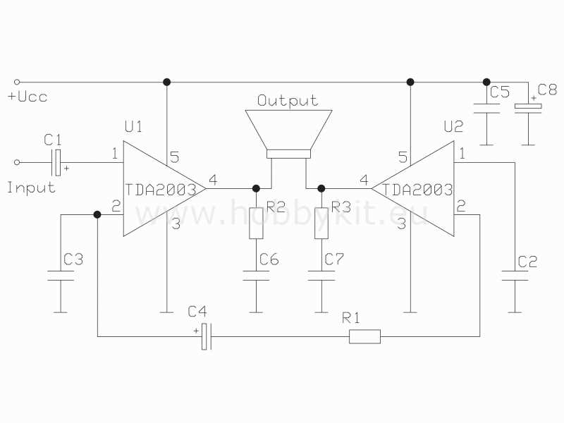 tda2003 bridge amplifier circuit diagram