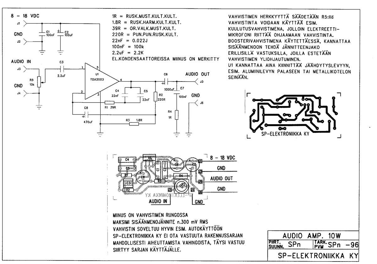 tda2003 bridge amplifier circuit diagram