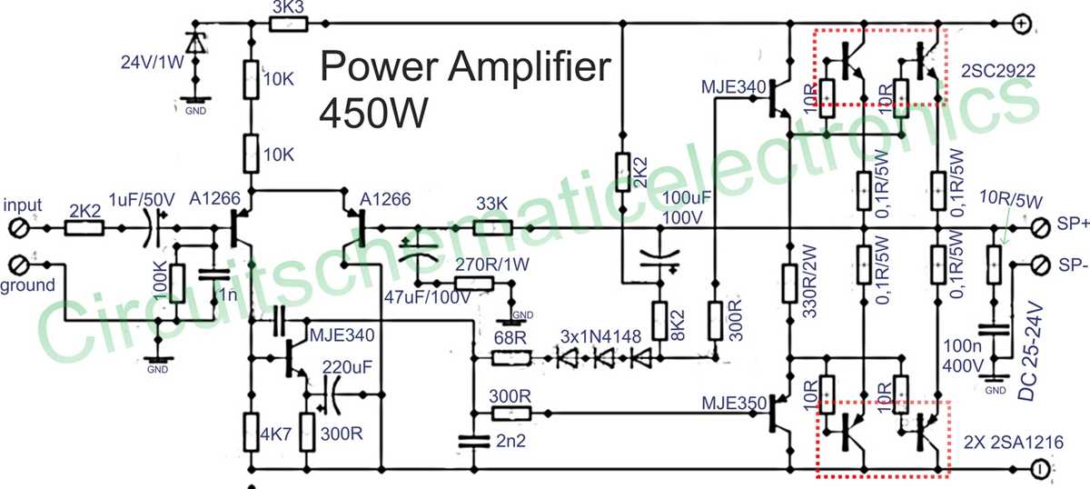 5000w audio amplifier circuit diagram