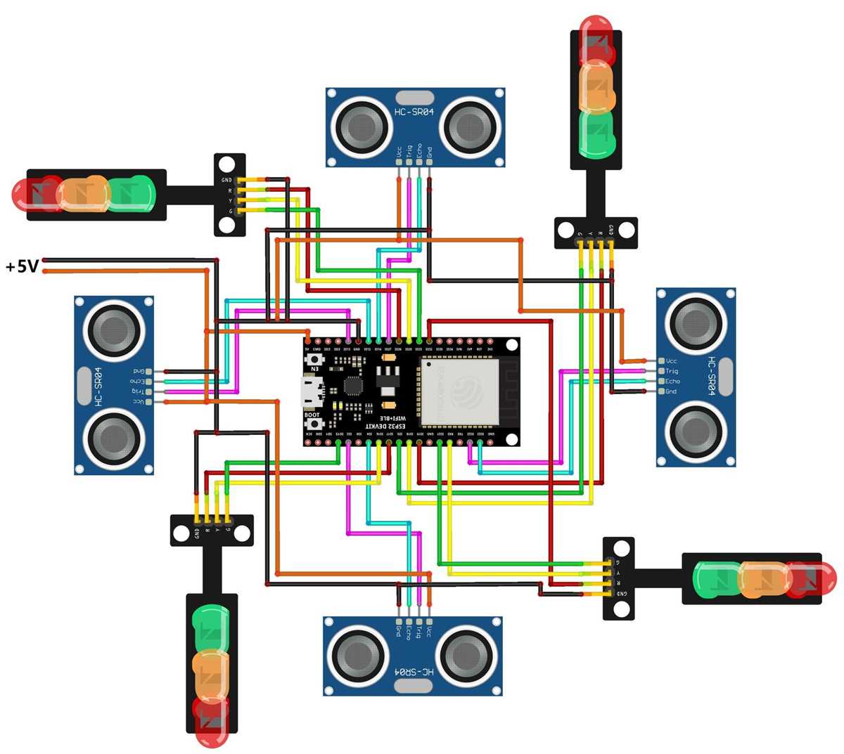 traffic light control system circuit diagram