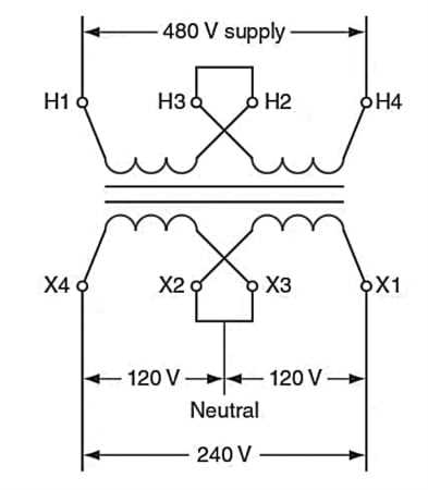 transformer wiring diagram 480 to 240