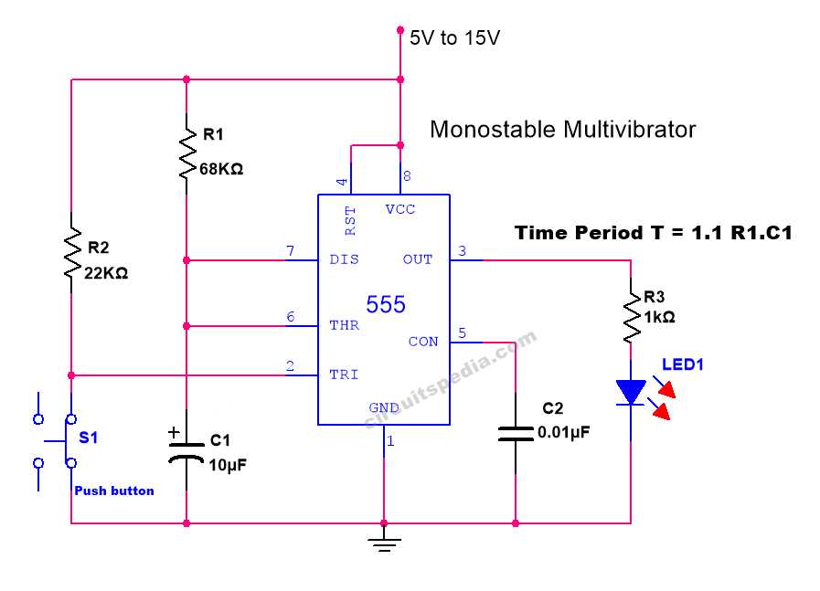 555 monostable circuit diagram