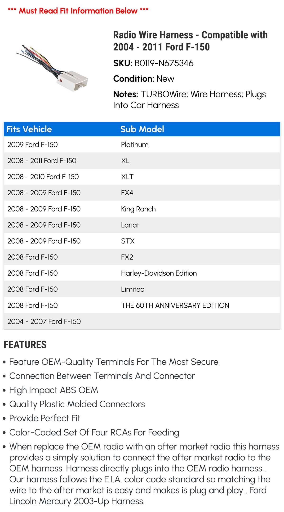 2007 ford f150 radio wiring harness diagram