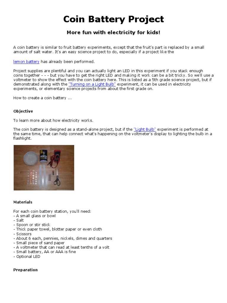 coin battery schematic diagram science project