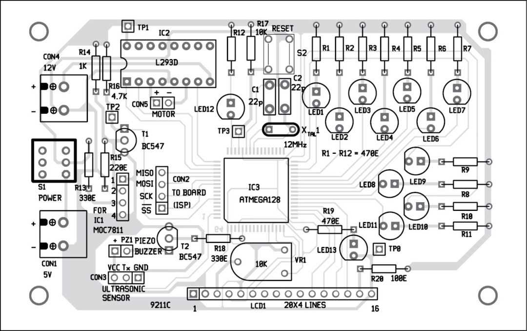 schematic diagram for miniature ultrasonic sensor radar system