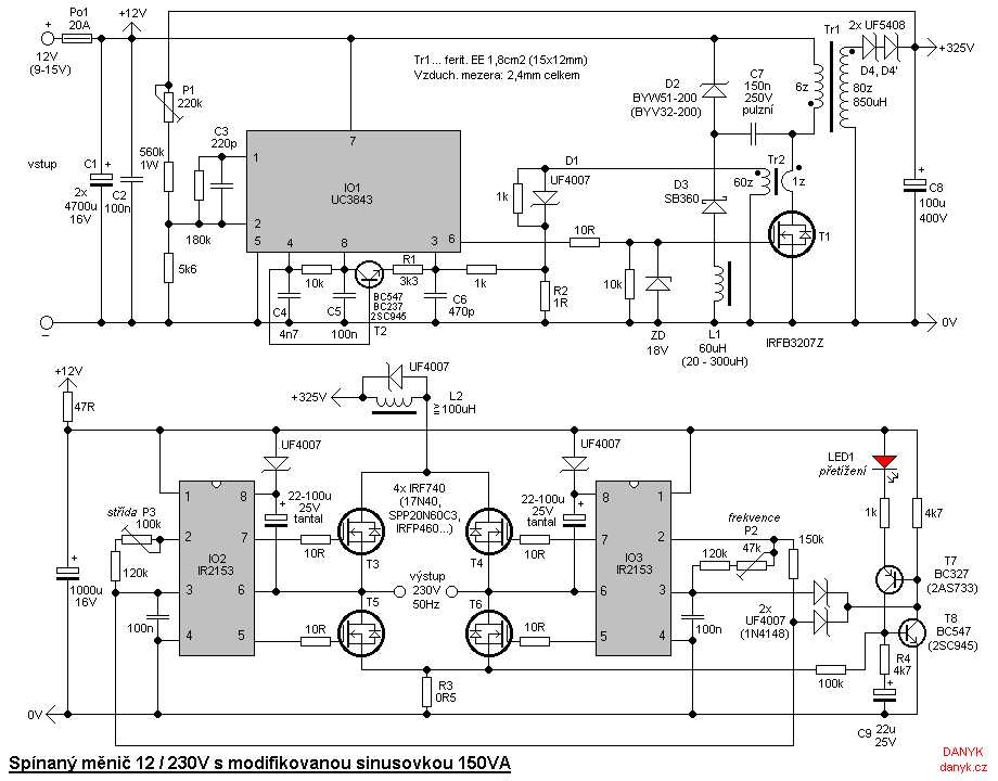 12 volt dc to 220 volt ac converter circuit diagram