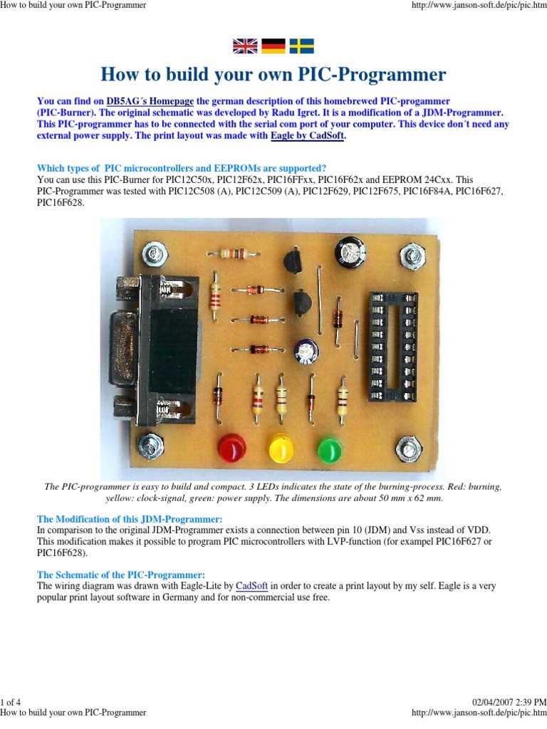 pic programmer circuit diagram and software