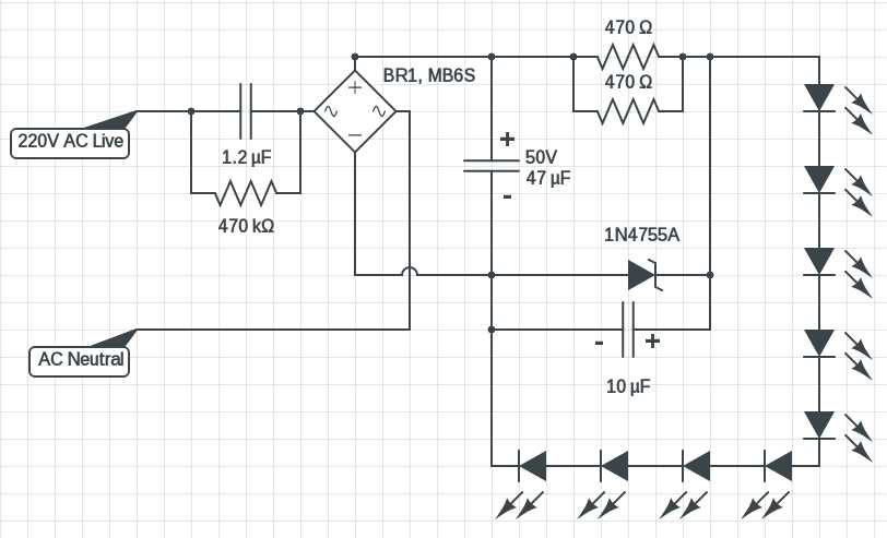 led bulb circuit diagram 230v